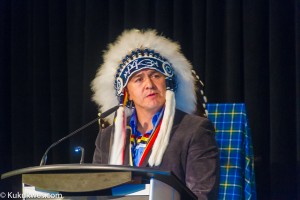 Eskasoni Chief Leroy Denny at Mi'kmaq Treaty ceremonies in Halifax Thursday/Photo by Stephen Brake