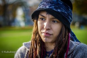 Raven Peyote, 22, from Elsipogtog First Nation, N.B. organized the march in support of Standing Rock Sioux Tribe in North Dakota/Photo by Stephen Brake